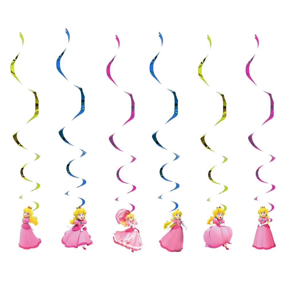 Princess Peach Party Supplies Set – Cartoon Anime-Themed Tableware, Balloons & Decorations for Children's Birthdays & Baby Showers