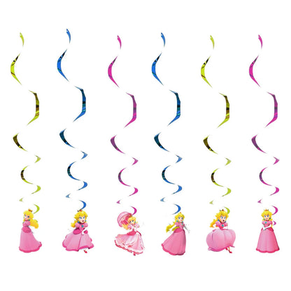 Princess Peach Party Supplies Set – Cartoon Anime-Themed Tableware, Balloons & Decorations for Children's Birthdays & Baby Showers