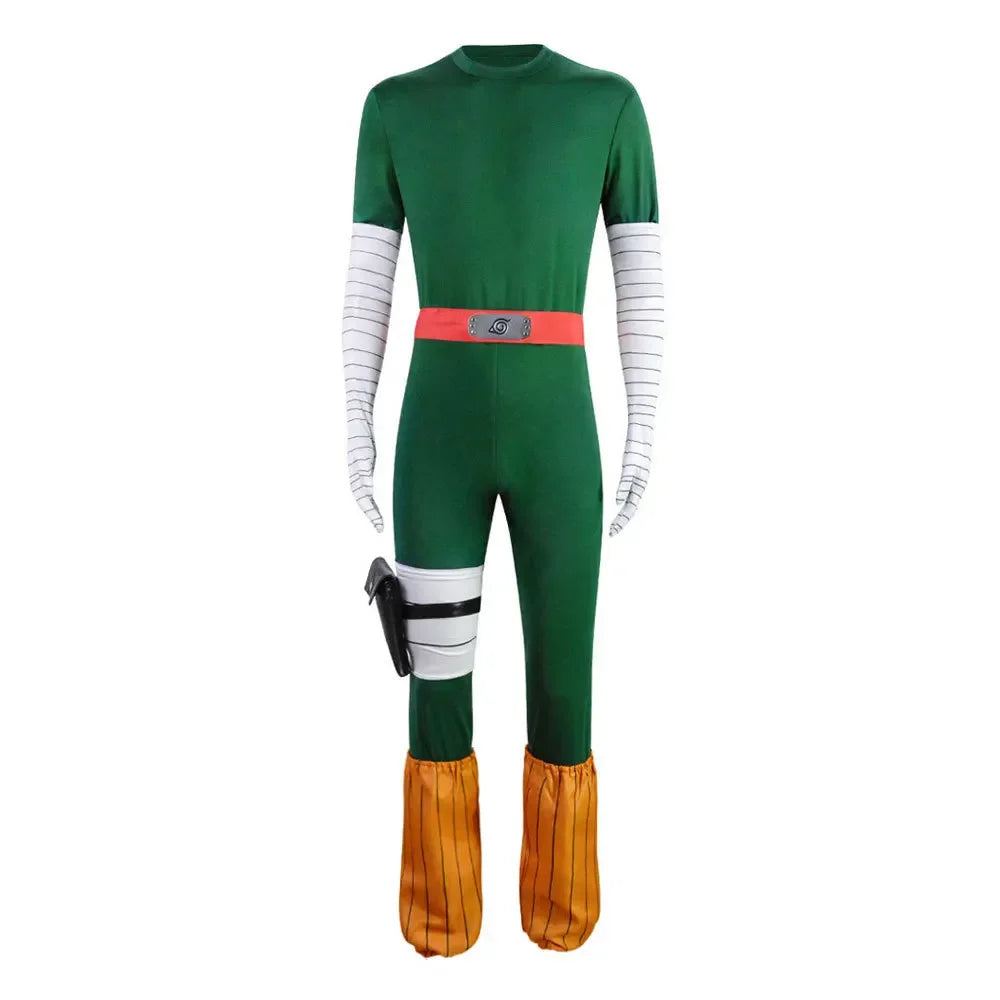 Naruto Rock Lee Inspired Anime Cosplay Costume Set with Wig – Green Jumpsuit Uniform for Halloween, Carnival & Party Roleplay
