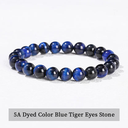 Pulsera de Cuentas de Piedra Natural – Pulsera de Gemas de Amatista, Ojo de Tigre, Cuarzo Cristal y Ágata para Mujeres y Hombres, Regalo de Joyería de Energía Reiki