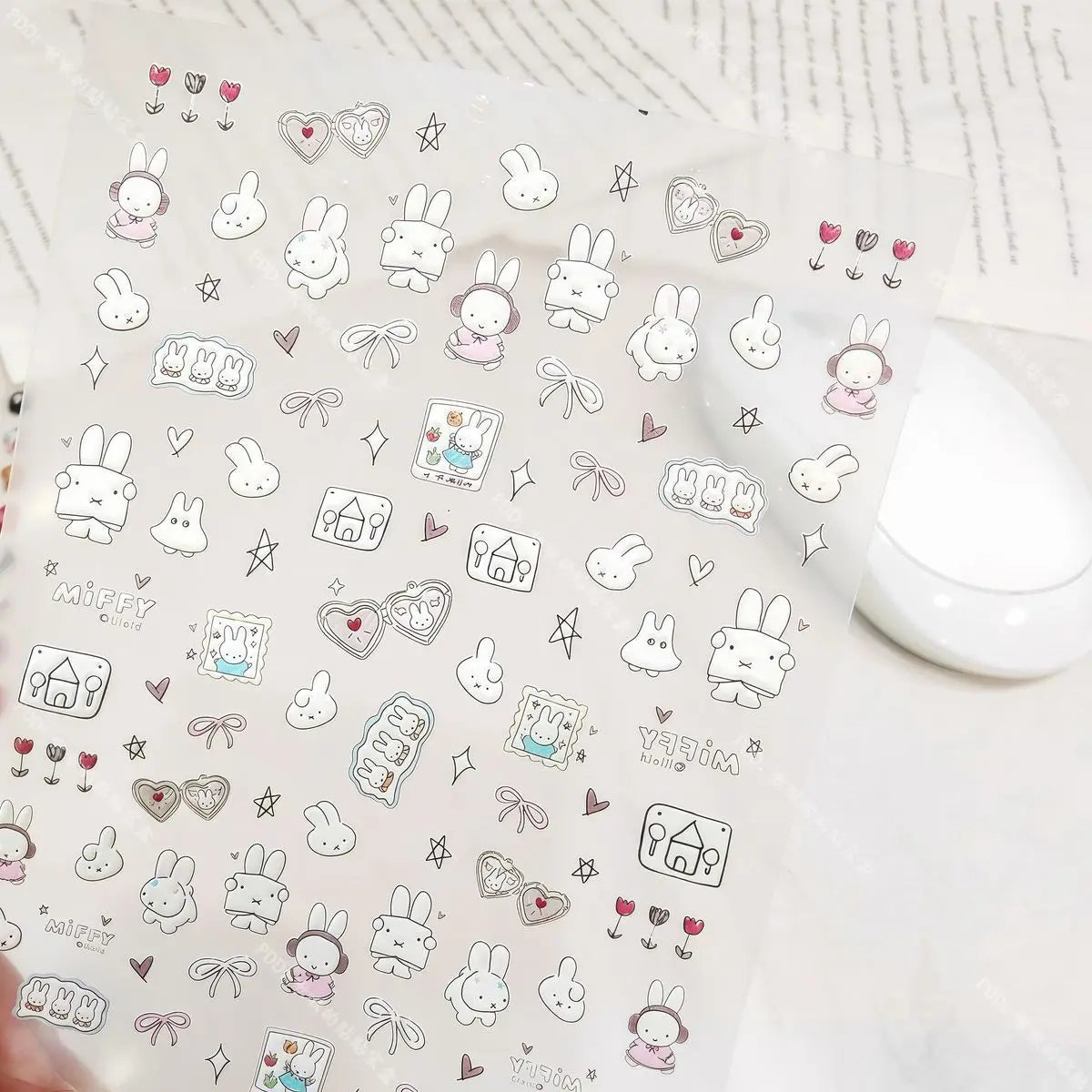 Cute Miffy 3D Nail Stickers – Kawaii Anime Glass Camera Nail Art Decorations (Holiday Gift Set)