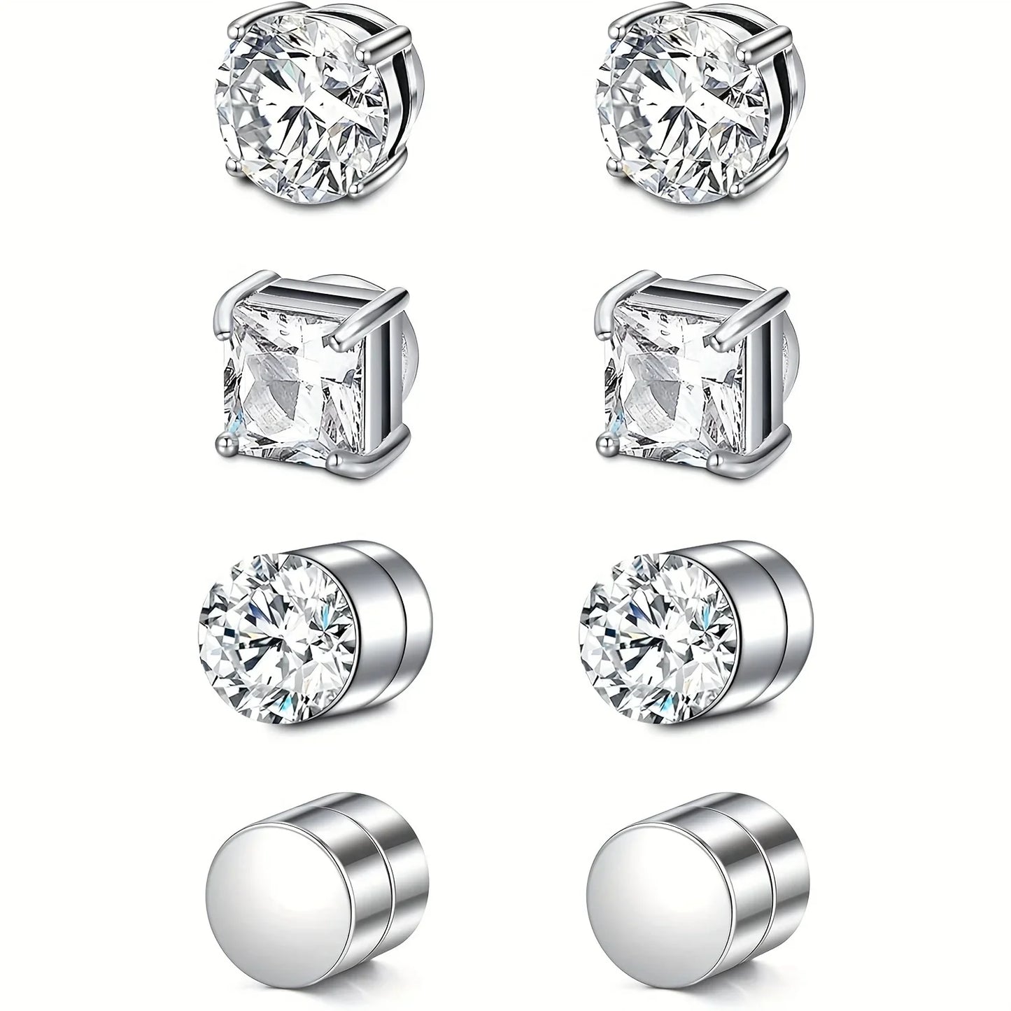 Pendientes de clip magnéticos de cristal – Pendientes de circonita sin perforación para hombres y mujeres | Joyería de moda punk