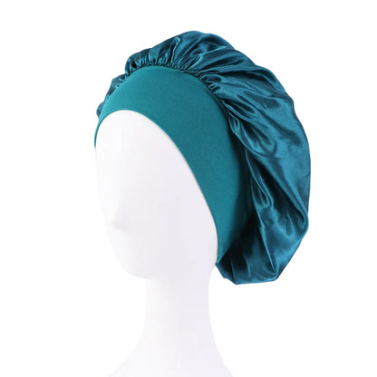 Silky Satin Sleep Bonnet with Elastic Band – Wide Brim Night Cap Hair Wrap for Sleeping & Hair Protection