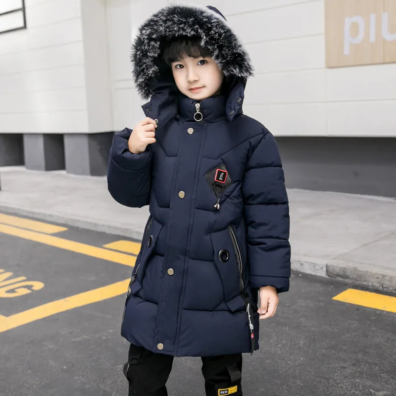 2026 Kids Winter Jacket, Thick Cotton-Padded Hooded Coat for Toddler Boys and Teens, Warm Down-Style Parka for Children