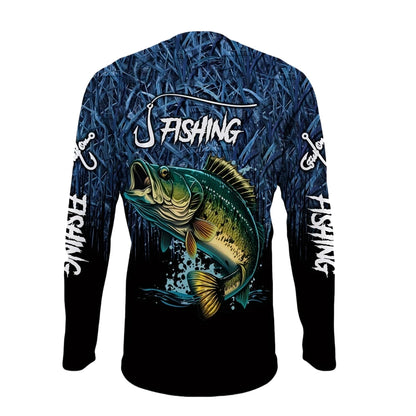 Men's Long Sleeve Fishing Shirt – Casual Crew Neck Outdoor Performance T-Shirt for Fishing, Hiking & Everyday Wear