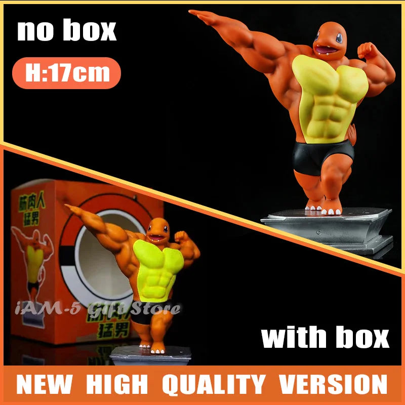18cm Pokémon Figures – Gym Cartoon Fitness Muscle Action Figures (Charmander, Bulbasaur, Squirtle) Anime Fit Model Figurines Toys