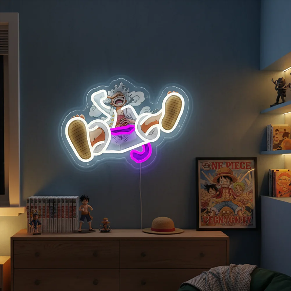 Anime Pirate-Inspired Acrylic Neon LED Light | Custom Artwork Decor for Home, Bar, Party & Shop