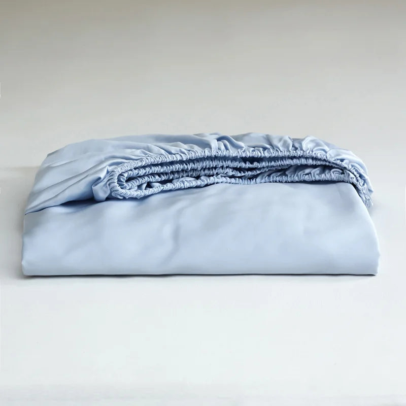 Luxury Mulberry Silk Fitted Sheet – Soft Elastic Mattress Cover for Single, Double, Queen & King Beds