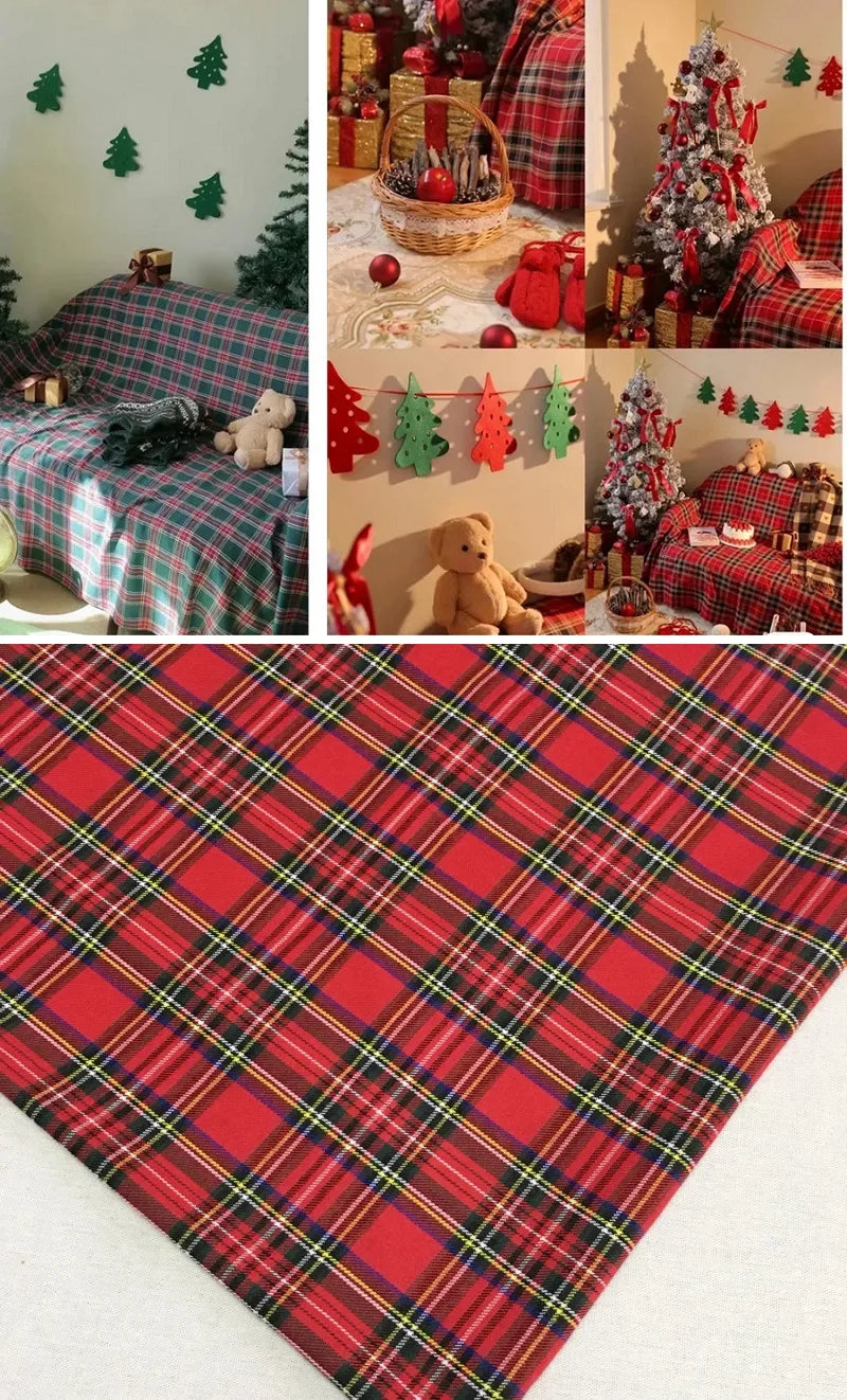 Scottish Style Plaid Fabric – Soft Breathable Cloth for Christmas Skirts, Uniforms, Dresses, DIY Sewing & Background Decor