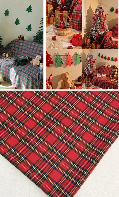 Scottish Style Plaid Fabric – Soft Breathable Cloth for Christmas Skirts, Uniforms, Dresses, DIY Sewing & Background Decor
