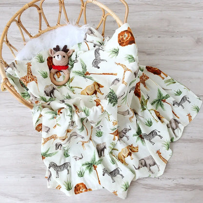 Couverture d'emmaillotage pour bébé en mousseline de bambou – Ultra douce 120 x 120 cm, couverture de naissance, d'emmaillotage et de chambre d'enfant