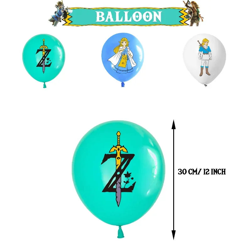 Zelda Tears of the Kingdom Party Decoration Set – Balloons, Flags & Birthday Party Props