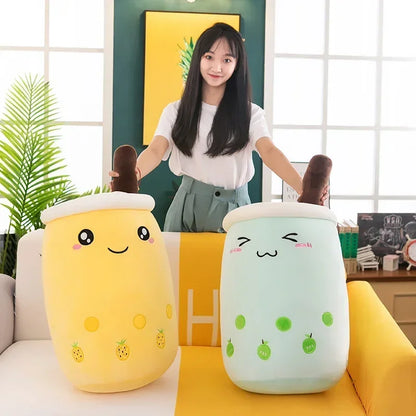 Giant Bubble Tea Plush Pillow – 22–70cm Squishy Milk Tea Boba Stuffed Toy Fruit Drink Bottle Decor Gift
