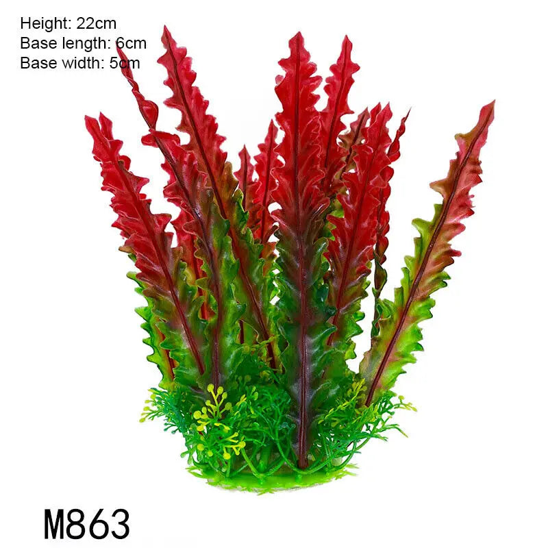 Artificial Underwater Aquarium Plants – Plastic Aquatic Fake Shrubs & Green Water Grass for Fish Tank Landscaping, Realistic Simulated Decor