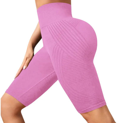 Women’s High Waist Seamless Slim Yoga Shorts Stretchy Push Up Butt Lifting Knitted Workout Running