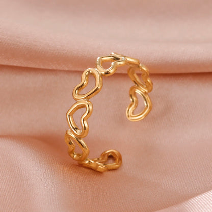 Bague Skyrim en acier inoxydable cœur géométrique pour femme, réglable, ouverte, pour fête, esthétique