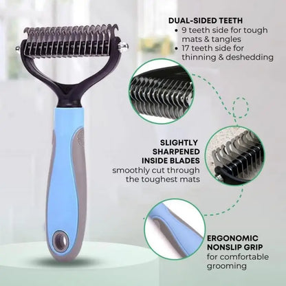 Professional Pet Deshedding Comb Dog & Cat Hair Removal Brush Fur Trimmer Grooming Tool