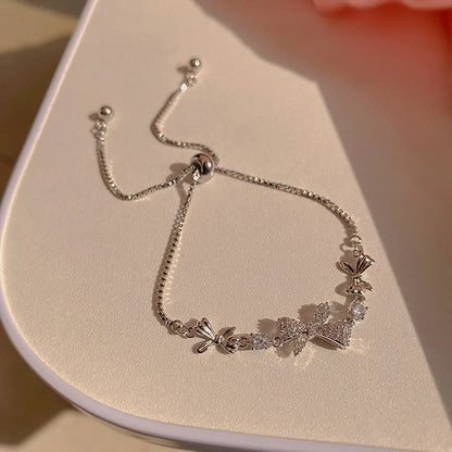 Women’s Fashion Four Leaf Grass Gold Color Adjustable Bracelet Korean Style Wedding Party Jewelry