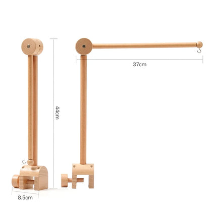 Baby Wooden Bed Bell Bracket – Newborn Crib Mobile Stand for 0-12 Months, Wooden Hanging Toy Holder with Crochet Bed Bell Rattle, Infant Nursery Decoration & Sensory Baby Toy Accessory