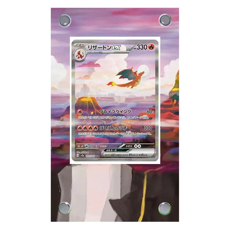 Estuche de exhibición de cartas acrílico Pokémon – Reshiram, Mewtwo, Zekrom, Charizard y soporte protector de cartas de personajes