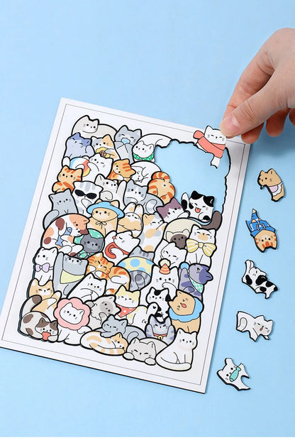 Puzzle en bois Montessori animaux – Jouet empilable chat, jeu de casse-tête éducatif pour enfants, jouet d'apprentissage créatif en bois, travaux manuels de peinture et décoration de chambre