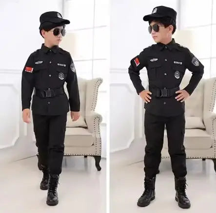 Halloween Children Policeman Cosplay Costume – Kids Police Officer Uniform Set for Boys & Girls, Party Dress-Up & Role Play Outfit