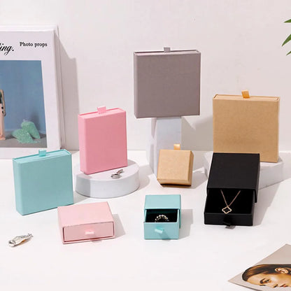 10 Cajas de regalo de joyería de papel para anillos, pendientes, collares, pulseras y empaques de recuerdos de boda