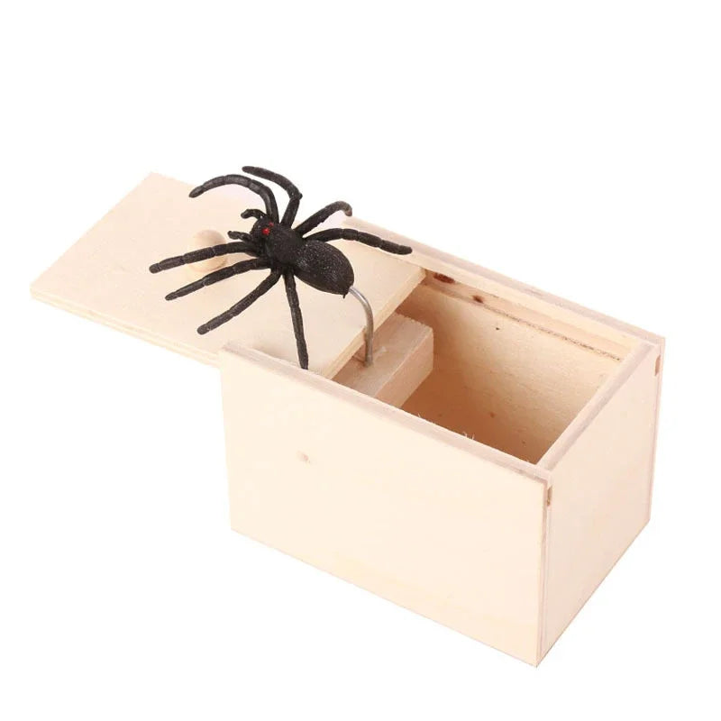 Juguete de Broma Araña con Caja de Madera – Regalo Realista de Halloween para Niños, Casas Embrujadas y Recuerdos de Fiesta