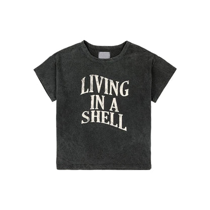 Camiseta de algodón con dibujos animados para niños 2025 – Top de manga corta estilo coreano de primavera-verano para bebés niños y niñas, ropa exterior informal para uso diario.