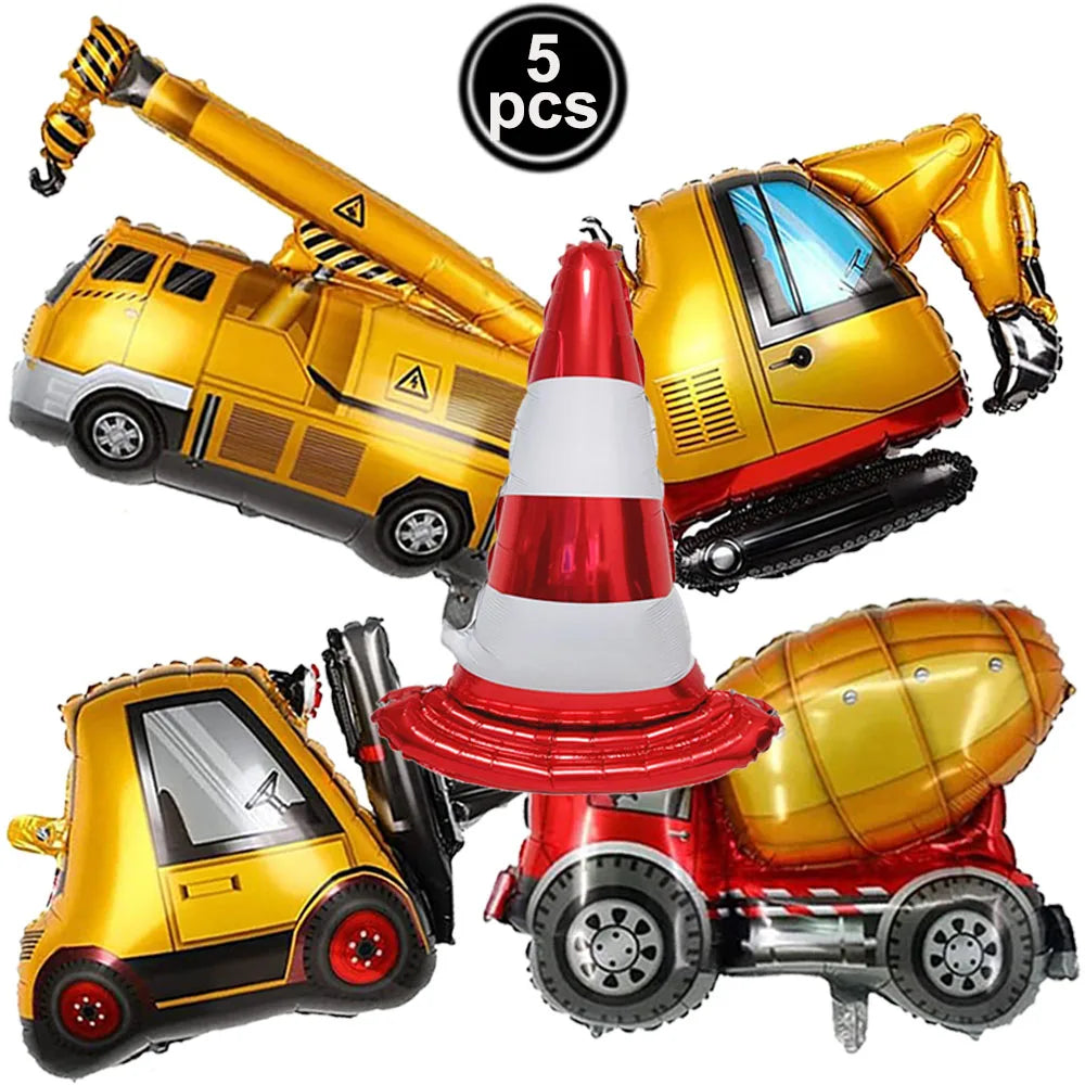 Construction Truck Birthday Party Tablecloth – Excavator & Engineering-Themed Table Runner for Boys' Construction Party Decorations