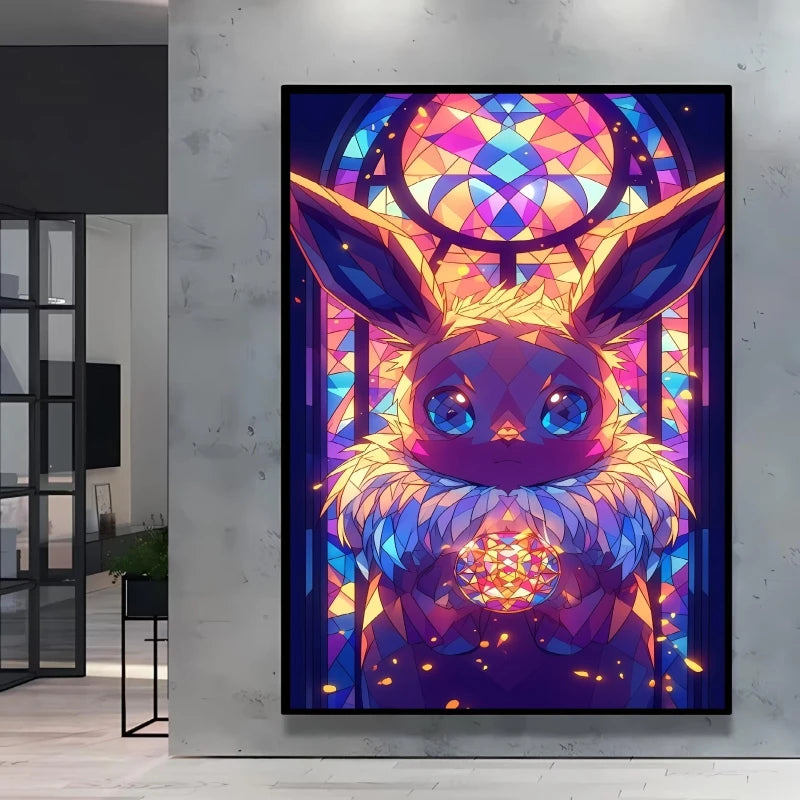 Pokémon Bulbasaur & Pikachu Canvas Wall Art – Bright Garden Themed Cartoon Home Living Room Decor