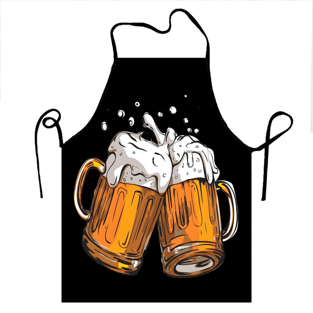 1PC Beer Festival Kitchen Apron – Creative Beer Mug Print Durable Cooking & Chef Apron for Home Cleaning, 50×70CM