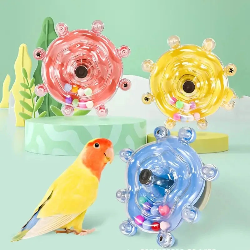 Interactive Parrot Cage Toy – Rotating Treat Dispenser for Mental Stimulation, Foraging & Entertainment, Bird Enrichment Toy