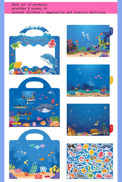 Kids Reusable Scene Sticker Book – DIY Cartoon Animal Puzzle Sticker Game, Early Learning Cognition Toy, Creative Educational Activity Gift for Children