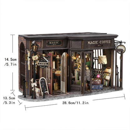 Kit DIY de casita de lectura de madera con luces LED – Artesanía en miniatura de inserción de estantería hecha a mano para decoración del hogar y regalos