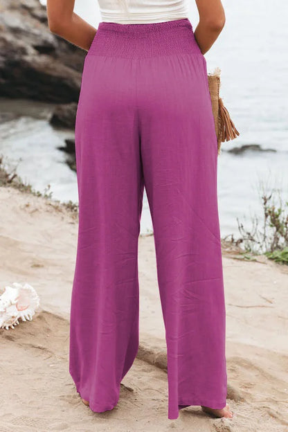 Pantalon ample décontracté pour femme, taille mi-haute avec cordon de serrage, style européen et américain, idéal pour la plage au printemps et en été
