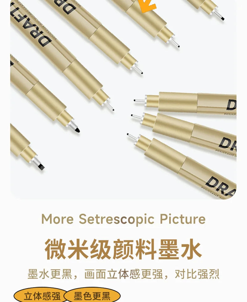 Manga Black Fineliner Marker Set – 1/6/9/12PCS Fine Tip Drawing Pens for Sketching, Comics & Art