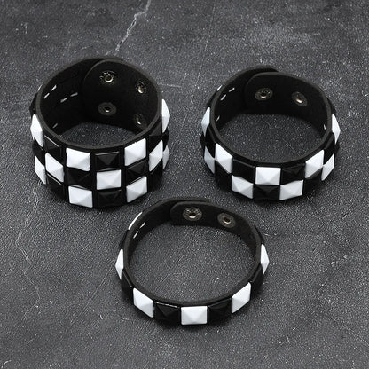 3-Piece Leather Bracelet Set – Wide Rivet Studded Wristbands for Men & Women | Vintage Punk Fashion Jewelry Gift