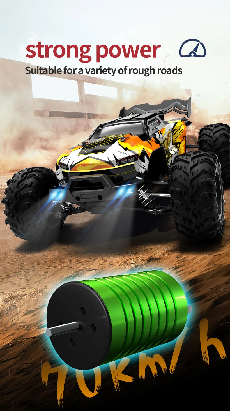ZWN 1:16 4WD RC Monster Truck 50KM/H y 70KM/H Coche de Derrape de Alta Velocidad con Luces LED y Control Remoto 2.4GHz