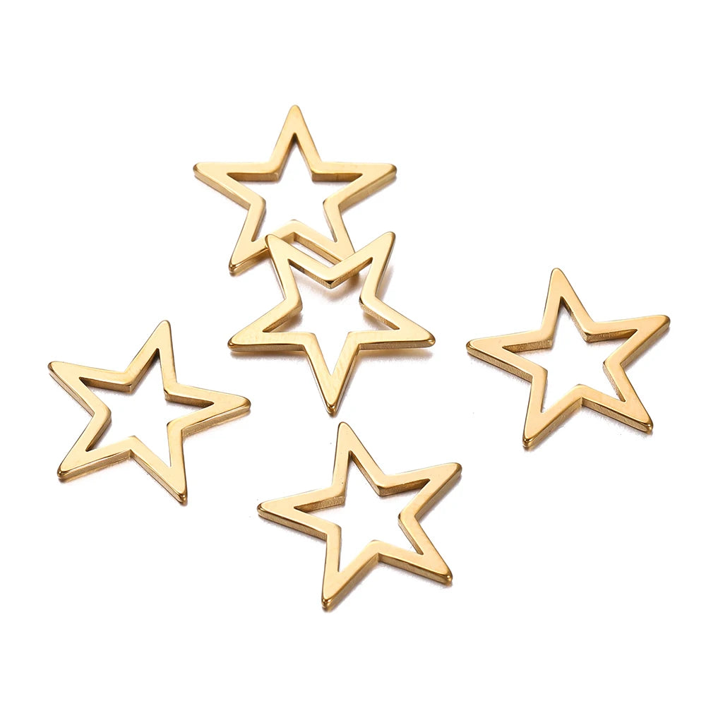 10 breloques géométriques creuses en acier inoxydable pour bijoux – Connecteurs de pendentif pour boucles d'oreilles, colliers et fabrication de bijoux