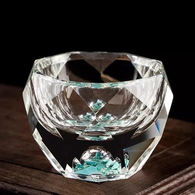 50ml Crystal Shot Glass, Diamond Faceted Double-Bottom Glass Cup, Elegant Whiskey Liquor Glass, Mini Espresso and Tea Cup, Luxury Bar Drinkware