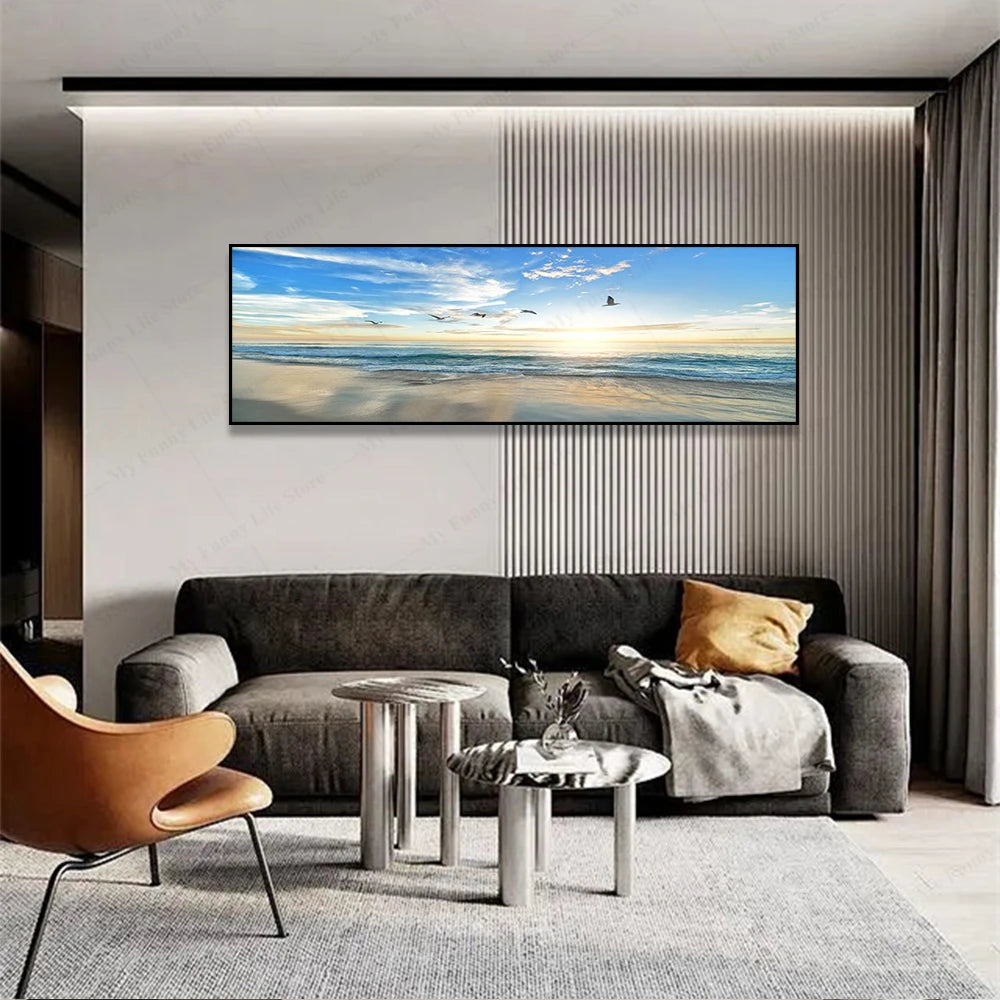 3D Landscape Canvas Wall Art – Mountain Lake Forest Scenery Painting Poster for Living Room, Bedroom & Home Decor
