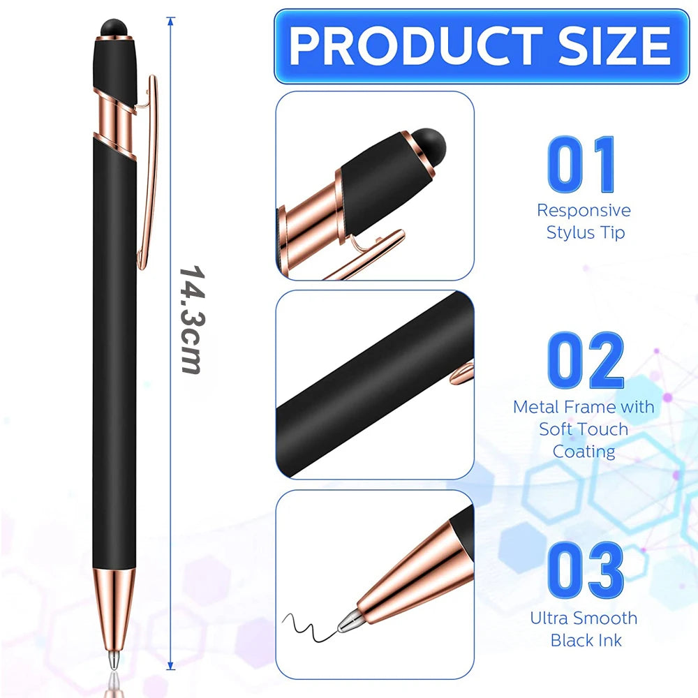 Metal Ballpoint Pen with Stylus Tip – Touch Screen Writing Pen for Office, School & Stationery, Custom Logo & Name Gift
