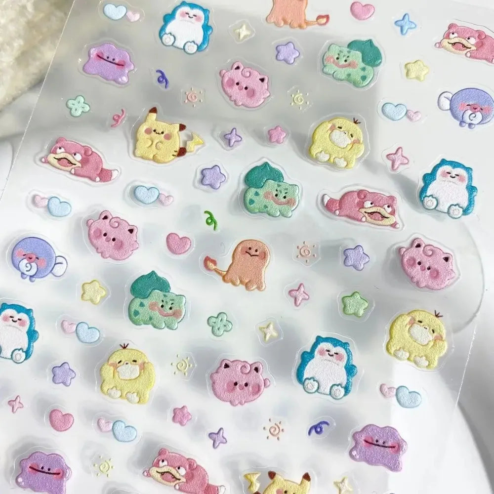 Autocollants 5D pour ongles en relief | Décalcomanies mignonnes pour ongles inspirées des mangas pour étuis de téléphone et tasses DIY