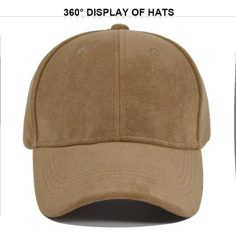 Casquette de baseball rétro en suède uni – Casquette snapback réglable hip hop pour hommes et femmes, casquette de style urbain à visière en fausse fourrure pour le printemps et l'automne