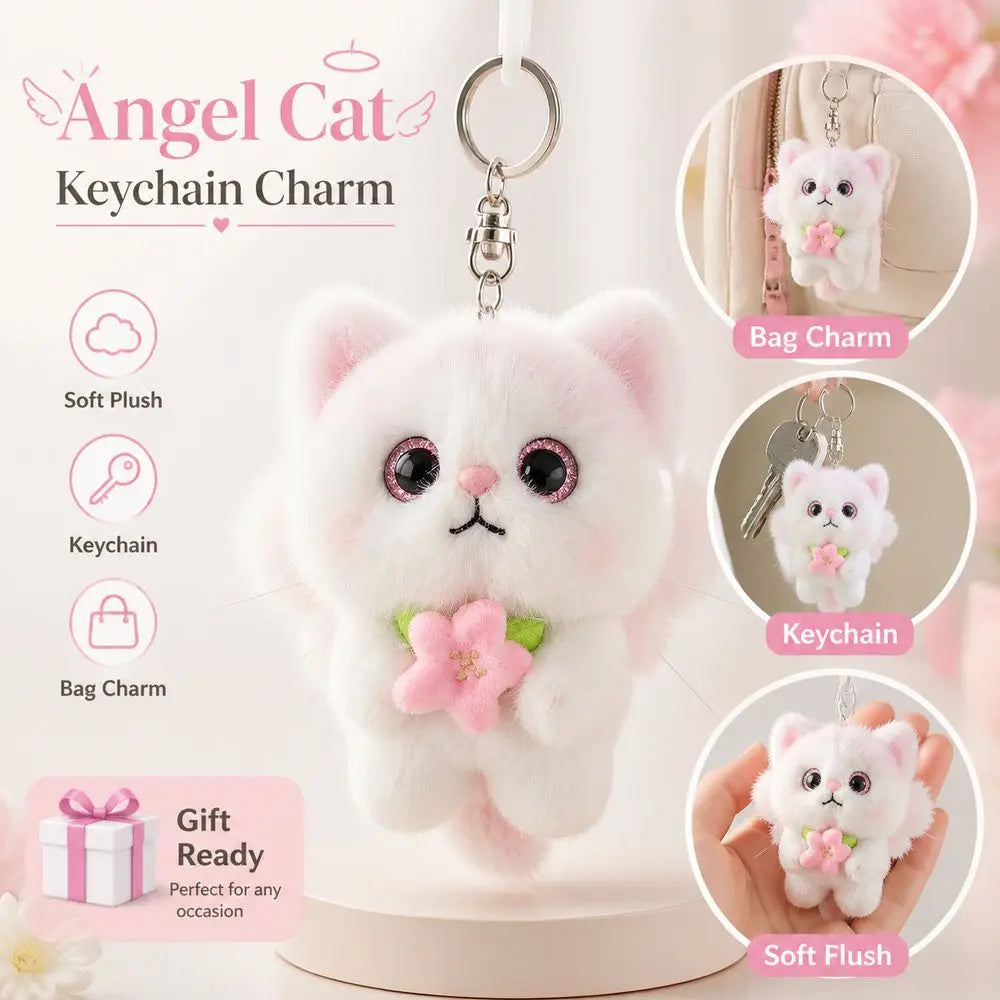 Realistic Kitten Cat Keychain – Soft Furry Cat Bag Charm with Metal Clip for Backpacks, Purses & Everyday Accessories