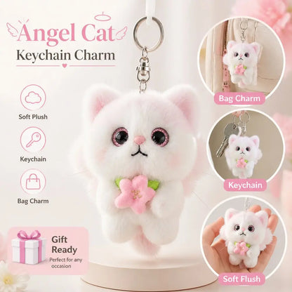 Realistic Kitten Cat Keychain – Soft Furry Cat Bag Charm with Metal Clip for Backpacks, Purses & Everyday Accessories