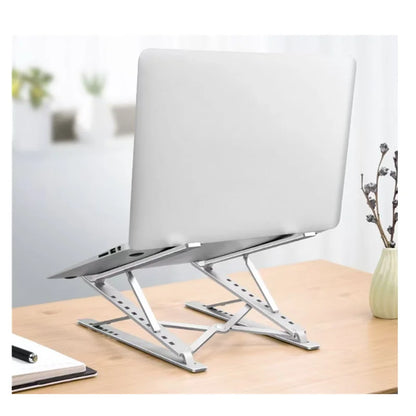 Adjustable Aluminum Laptop Stand – Foldable Notebook Holder with Heat Dissipation Design for MacBook, PC, Tablet & Desktop Computer Setup