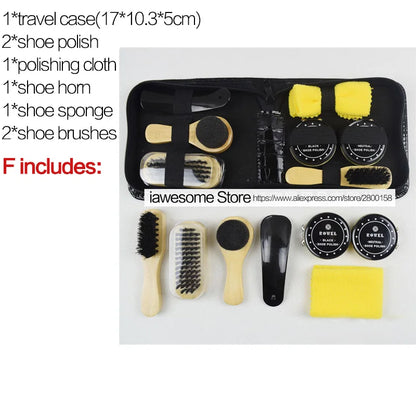 Professional Shoe Care Kit – Portable Leather Shoe Cleaning & Polishing Set with Brush, Shoehorn & Shine Tools for Boots & Sneakers