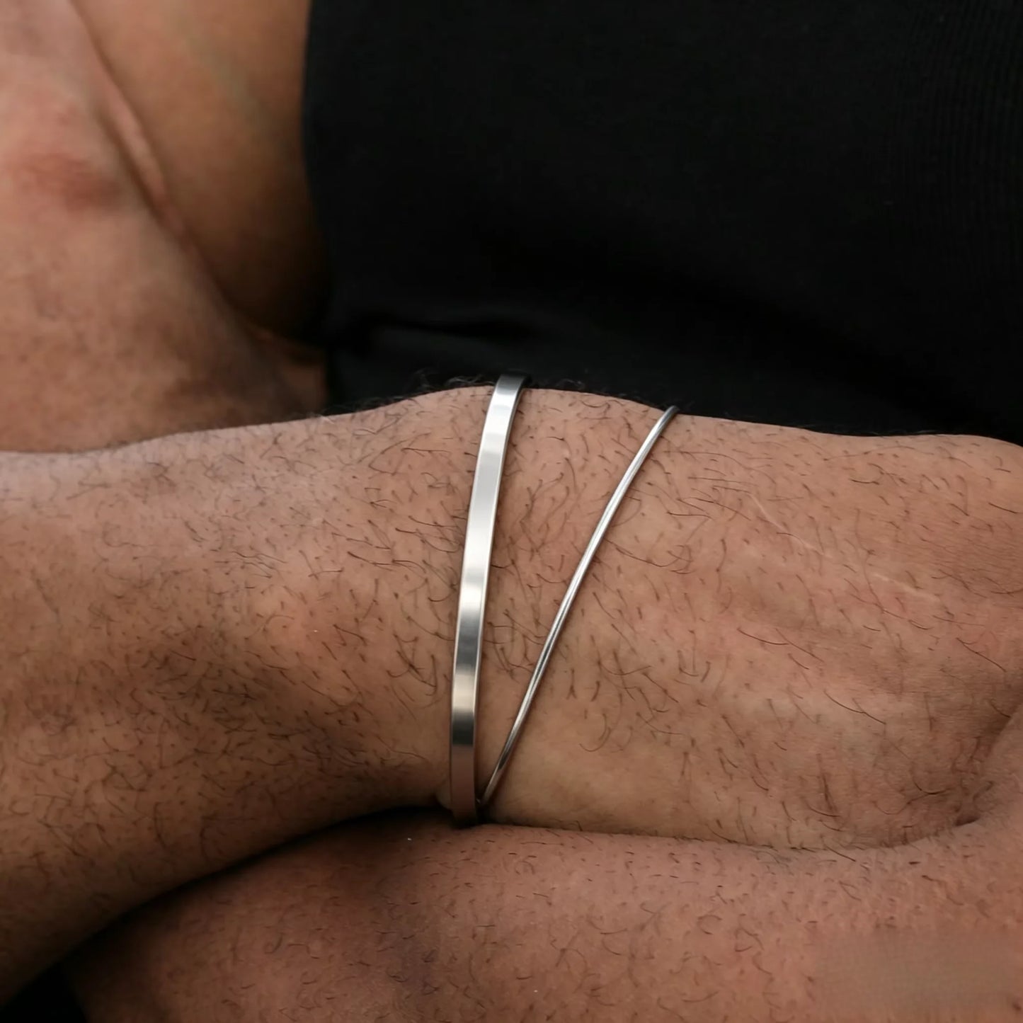 Pulsera de cadena cubana de acero inoxidable de 3 mm - Pulsera de puño abierto ajustable para hombres | Accesorio de joyería de moda urbana hip hop